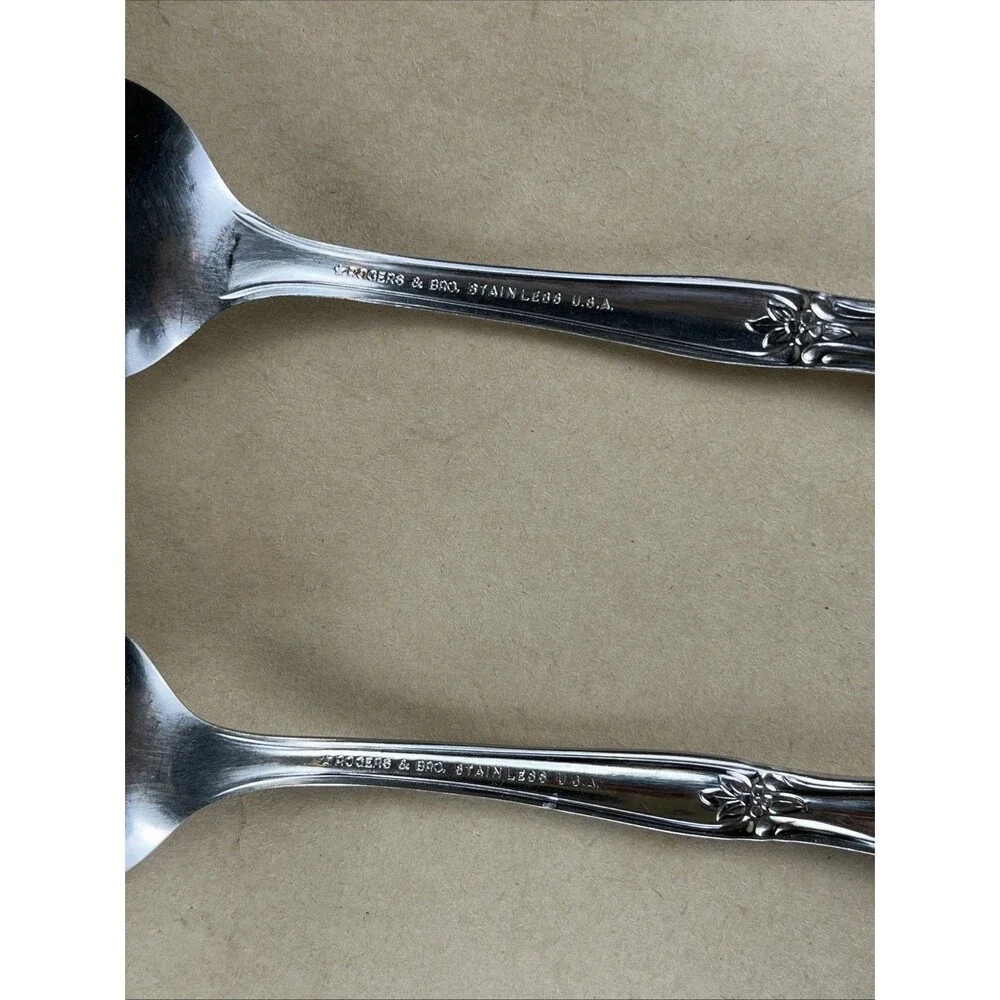 VTG‎ Rogers & Bro. Stainless Park Lane Chatelaine Pierced & Solid Serving Spoons